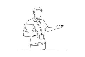 Job and professional concept. Single line draw design. Vector graphic illustration