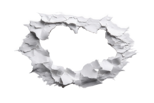 White Torn Paper Hole on Black Background