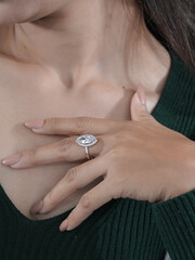diamond engagement ring showcases elegance and brilliance against a soft background for a memorable moment