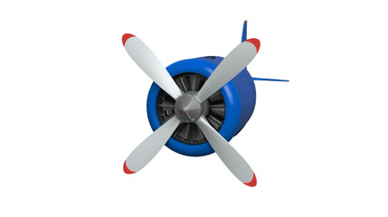 Detailed Rendered Propeller Engine Airplane Front View Realistic Design Element