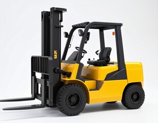 Yellow Industrial Forklift on a White Background

