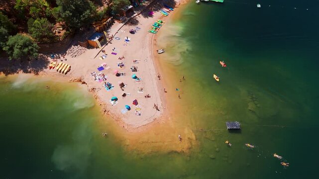 Aerial View of Praia de Alqueirao Beach and River Caldo, Northern Portugal