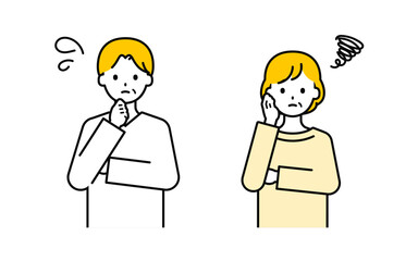 シンプルなシニアの男女_困った