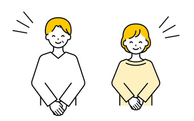 シンプルなシニアの男女_挨拶