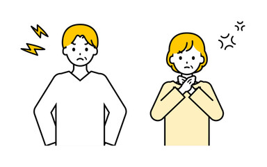 シンプルなシニアの男女_怒る