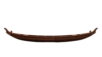 Ornate Wooden Longboat Decoration Object Isolated on Black Background Fine Details