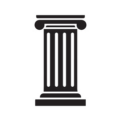 Classic pillar icon, ancient Greek Roman column silhouette. Vector logo for law, bank, or history. Architectural symbol of strength.
