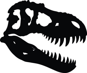 Dinosaur skull silhouette ancient prehistoric creature fossil icon vector © Mohim