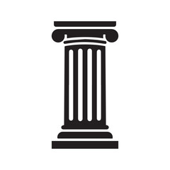 Classic pillar icon, ancient Greek Roman column silhouette. Vector logo for law, bank, or history. Architectural symbol of strength.
