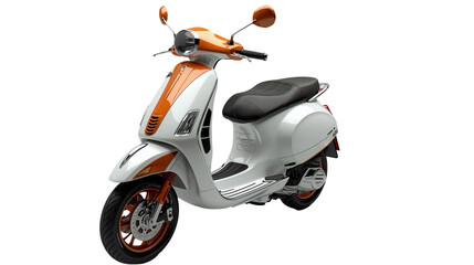 Modern Style White and Orange Motor Scooter Isolated Transportation Illustration