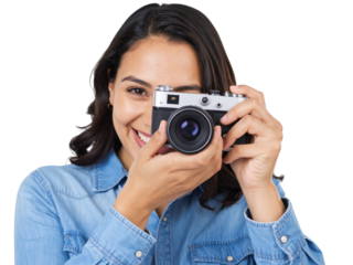 young woman with camera