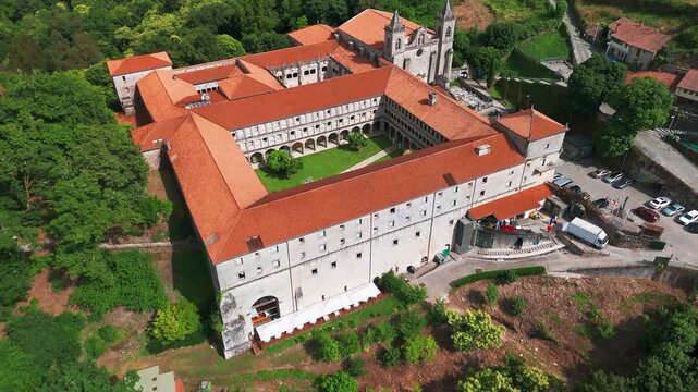 Aerial View of Santo Estevo Monastery in Galicia, Spain