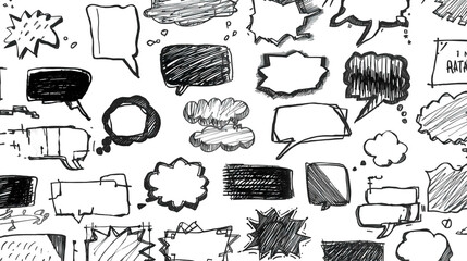 Artistic Hand Drawn Dialogue Bubbles With Dynamic Scribble Edges Illustration Elements