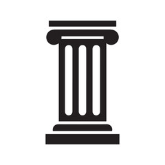 Classic pillar icon, ancient Greek Roman column silhouette. Vector logo for law, bank, or history. Architectural symbol of strength.
