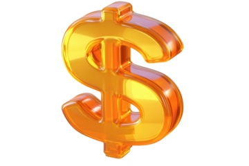 Golden dollar sign render in cartoon style displaying vibrant colors suitable for digital graphics and design projects