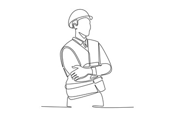 Job and professional concept. Single line draw design. Vector graphic illustration