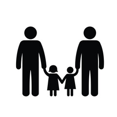 Family holding hands black icon people children