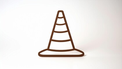 Brown Traffic Cone Icon on White Background for Safety and Roadwork Symbols
