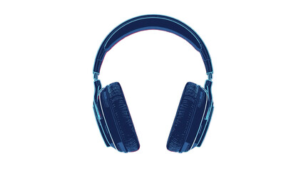 Detailed Illustration Blue and Pink Wireless Headphones Music Device Accessory