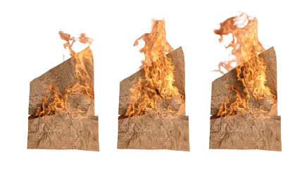 Realistic Flames and Burning Wood Isolated Transparent Background Illustration