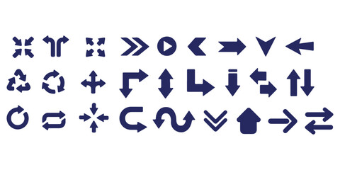 Road traffic direction arrows flat set. You-turn, left, right, two way, three way transportation direction arrow symbol. decision icon vector Trafic way icon