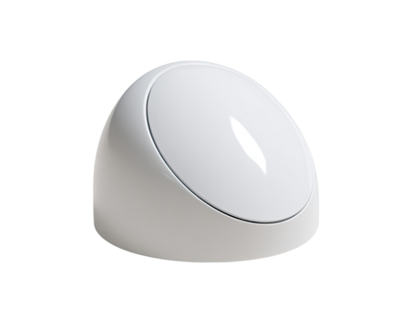 White, rounded, bulbous light fixture.  A smooth,  modern design