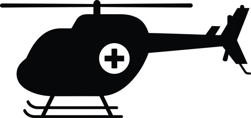 Medical helicopter silhouette emergency air ambulance service rescue transport vector