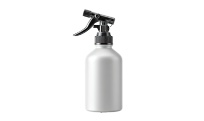 Empty spray bottle, matte light gray, black nozzle