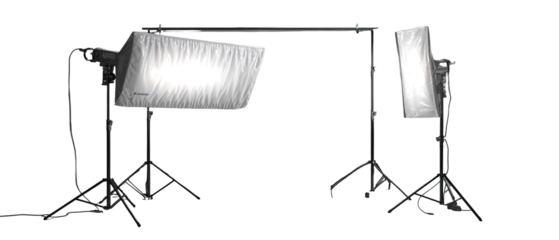 Studio lighting setup with softboxes