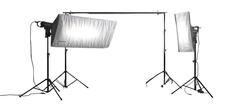 Studio lighting setup with softboxes