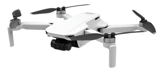 Small white drone with four propellers