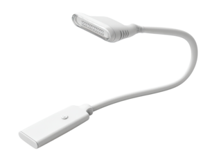 White LED gooseneck desk lamp.  Adjustable arm for focused light