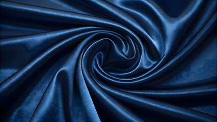 Obraz premium Swirling blue satin fabric with smooth, shiny texture and elegant drape.