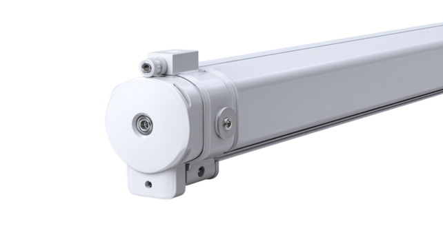 Light fixture, linear, modern, light gray, cylindrical, with end caps