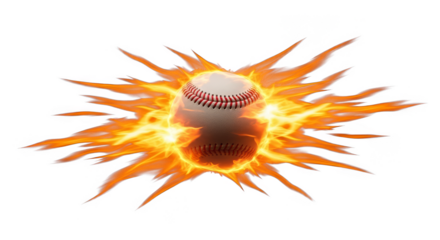 Baseball blazing with fiery energy