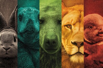 World Animal Day collage design featuring diverse animals celebrating wildlife conservation and biodiversity awareness