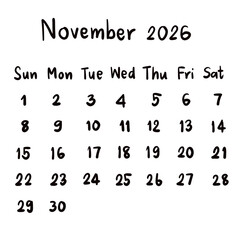 calendar planner 2026 organizer handwriting illustrations