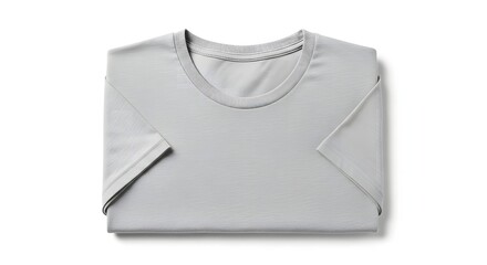 Folded gray T-shirt on white background ready to wear