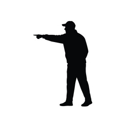 Man pointing direction silhouette