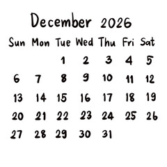 calendar planner 2026 organizer handwriting illustrations