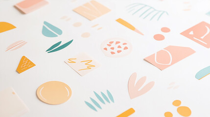 Minimalist Abstract Paper Cutout Art with Soft Pastel Colors