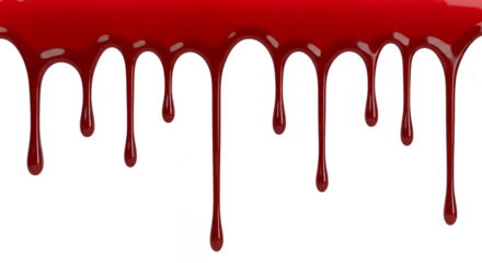 Dripping crimson spectacle against stark darkness