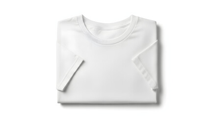 Neatly folded classic blank white tee shirt template for design with white background