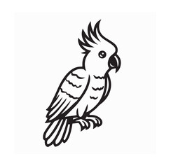 Cockatoo bird logo icon design vector in trendy minimal outline style on white background