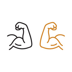 Line art icons of a bodybuilder's arm. Human body part. Symbol of an arm. 
