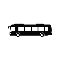 Black bus silhouette with windows transportation vehicle