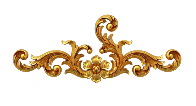 Golden baroque ornament on black backdrop
