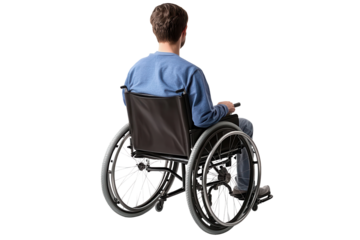 Young man in wheelchair isolated, showcasing a moment of reflection during a quiet afternoon at home