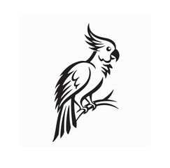 Cockatoo bird logo icon design vector in trendy minimal outline style on white background