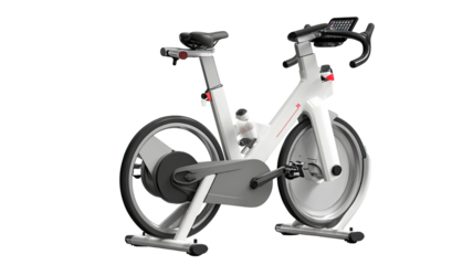 White indoor cycling exercise bike